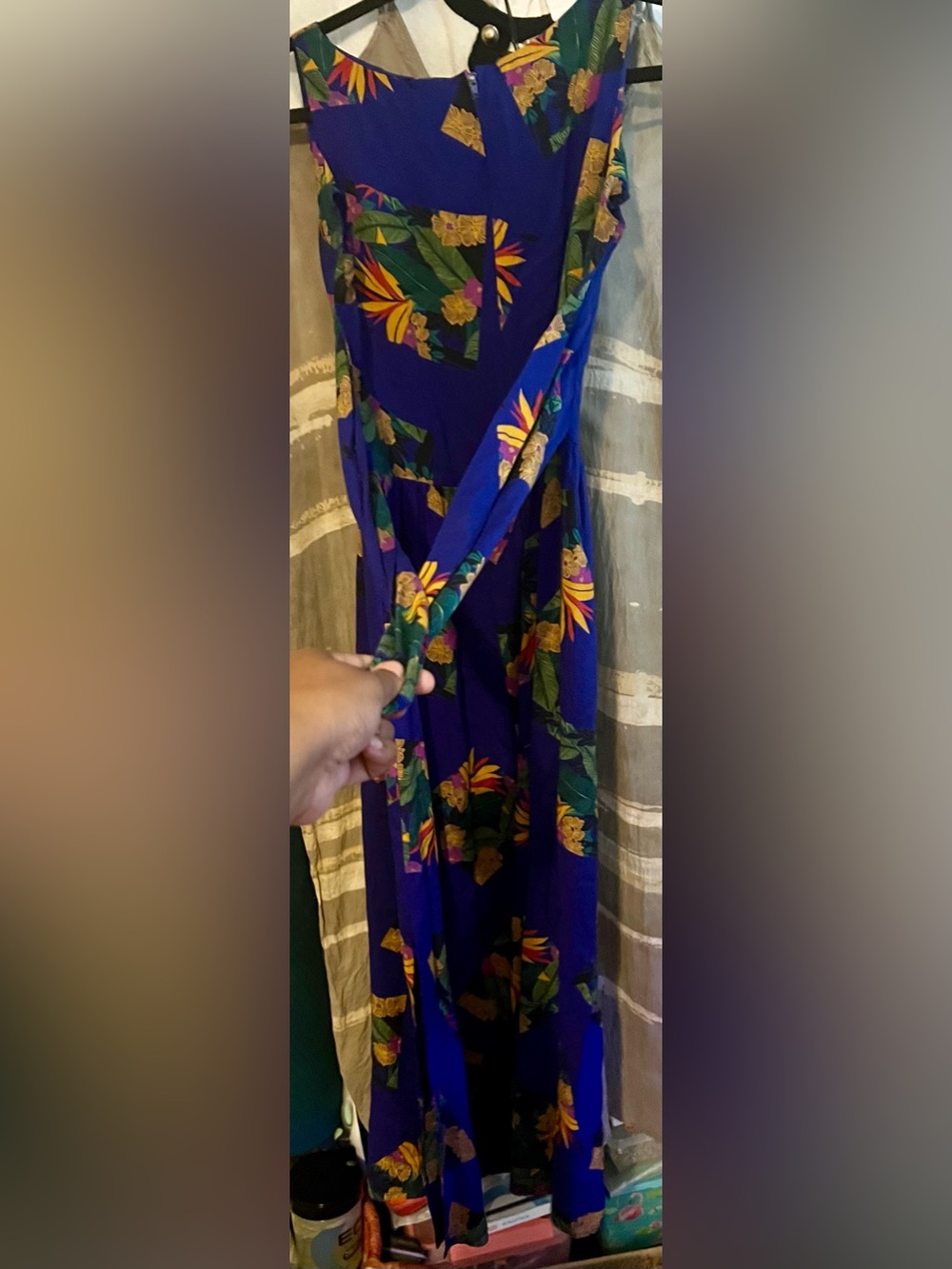 K.C. Spencer Tropical Vintage Print Blue Dress - Picture 6 of 6